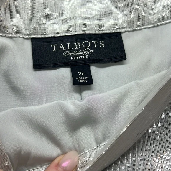 Talbots Metallic Silver Micro Pleat A-line Skirt - Picture 3 of 6